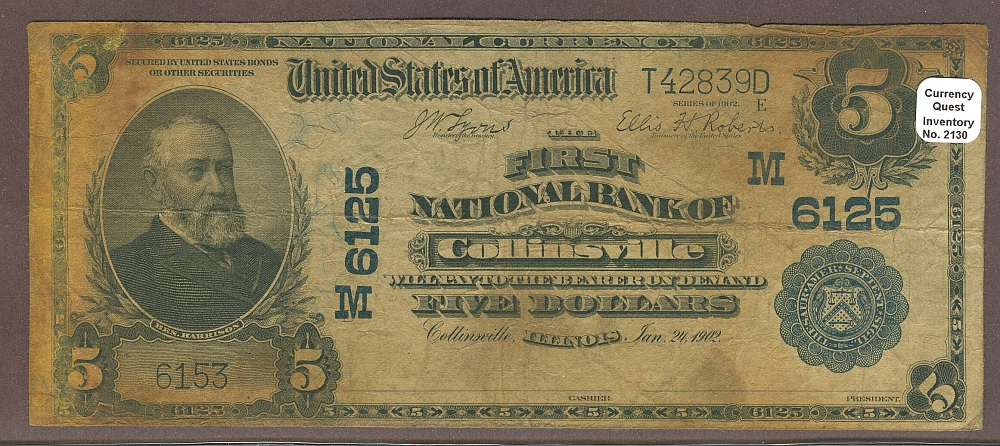 Collinsville, IL, 1902PB $5, Charter #6125, First National Bank